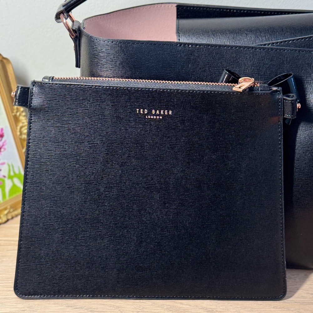 Ted Baker Black Satchel with Patent Bow Accent Bag - Picture 9 of 10